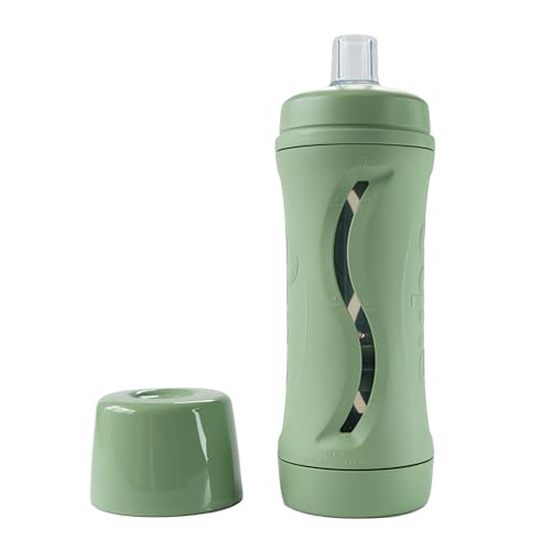 Image of Subo Baby Food Bottle | No Mess Baby Toddler Self Feeder | Squeeze Free Design for Purees, Smoothies, Yogurt, Oatmeal, or Thickened Liquids | Reusable Silicone Washable Cup (Sage)