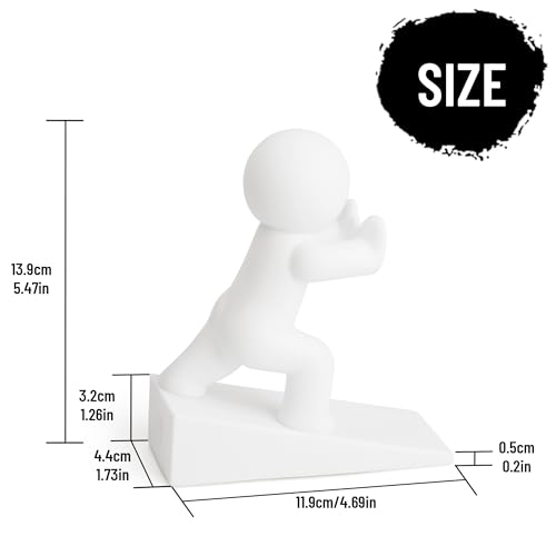Cute Door Stopper Wedge, Non-Slip Door Stops for Bottom of Door, Keep Doors Open for Kids Pets, White 1 Pack (Patented)