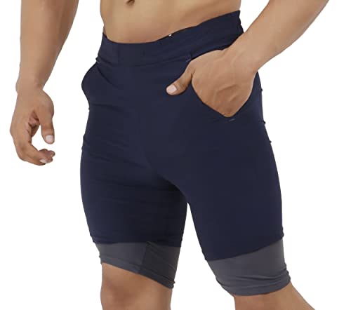 Image of NEVER LOSE Men's 2 in 1 Running Shorts with Liner,Dry Fit Workout Shorts with Pockets