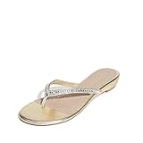 DREAM PAIRS Womens Jewel Fashion Rhinestones Design Slides Sandals Gold/03-10