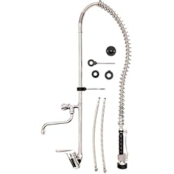 Grifo Fregadero Industrial Grifo Industrial flexible de Hostelería para Fregadero alcachofa rociador de accionamiento por palanca, monomando de selección de agua fria o caliente caño central con grifo.