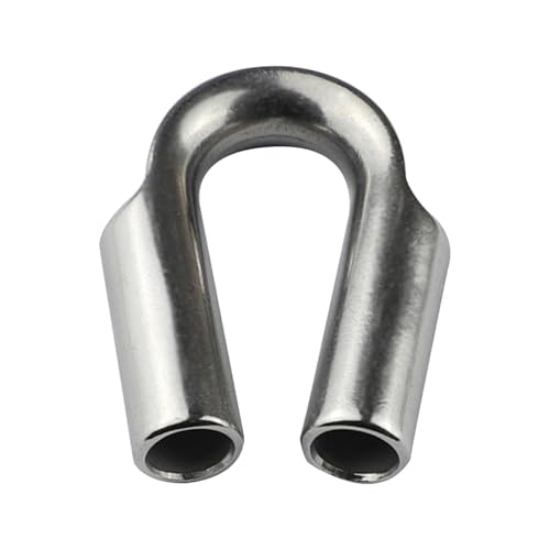Cable Thimble - U Shaped Support Track, Silver Tone Metalic Eyelet Component, Industrial Strength Tether Anchors Fitting, Polished Grade 316 Synthetic Fastener | Safety Guard for Sailors & Builders