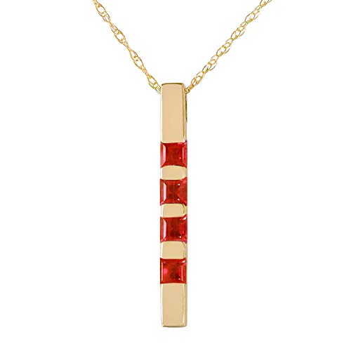 Galaxy Gold GG 14k Solid Yellow Gold Necklace Bar 0.35 ct Ruby