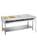 VEVOR 5-Pan Commercial Food Warmer, Electric Steam Table with Independent Temperature Control, 750W x 5 Stainless Steel Buffet Catering Food...