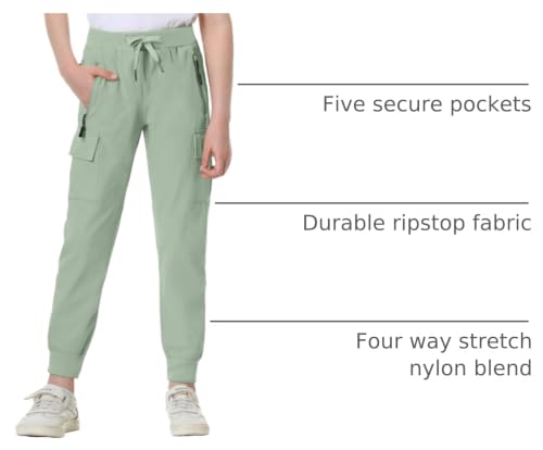 Image of EXARUS Girls Hiking Cargo Pants Joggers Teen Quick Dry Lightweight Slim Fit | Tween Youth Camping Pants Kids Hip Hop Dance Athletic Tapered Lightweight Track Safari Drawstring Woven /Knit 6-14Y