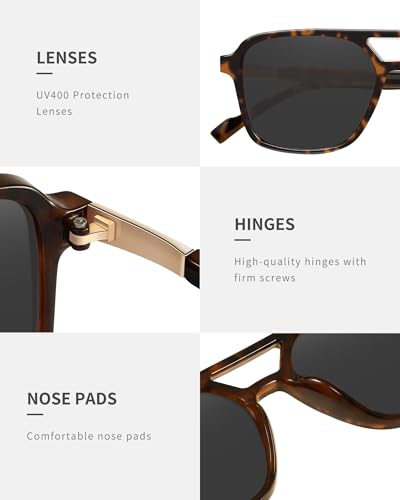 Image of GRFISIA Retro Aviator Sunglasses for Women Men Trendy Rectangle Womens Mens Sun Glasses Shades for Driving Vacation UV400