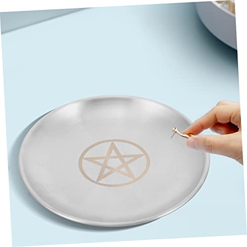 Betooky Pentagram Platter Tray Candle Decor Silver Decor Astrology Pentagram Plate Pentagram Tealight Holder Witchcraft Supplies Storage Tray Candle Stand Metal Candle Tray Stainless Steel #TOP4
