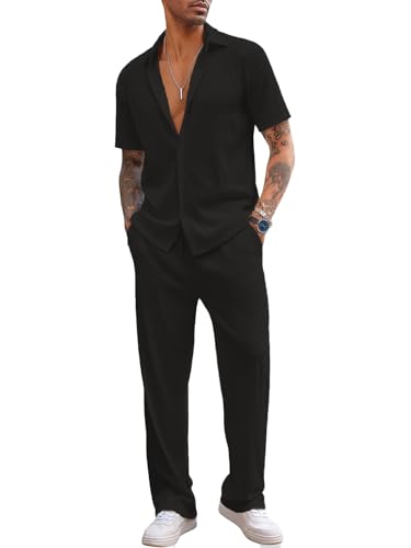 Image of CHKOKKO Men Training Suit Solid Polyester Summer Co-Ord Set With Polo Neck