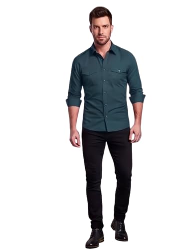 Image of Men's Double Flap Pocket | Regular Fit | Solid Spread Collar | Versatile Everyday Office Wear Comfortable |Stylish Design | Shirt