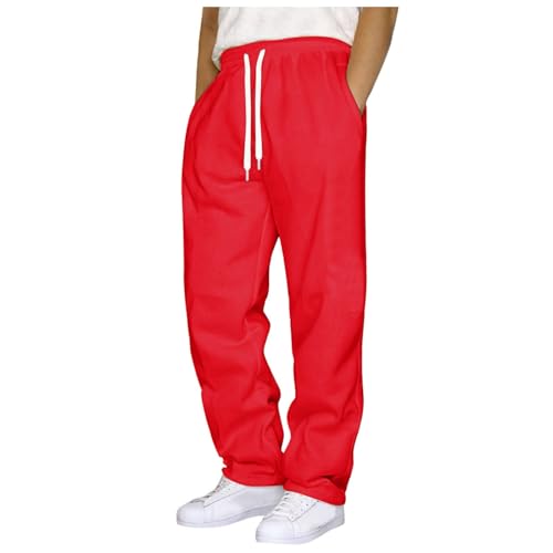 Mens Sweatpants Open Bottom Baggy Sweat Pants for Men Straight Leg Fleece Loose Fit Gym Athletic Sweatpants Pockets