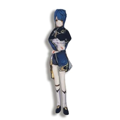 Neuvillette/Kaedehara Kazuha Plush Figura de estilo abstracto Anime Kuki Shinobu Figura de acción de 28 cm, estructura de alambre integrada móvil, decoración de anime