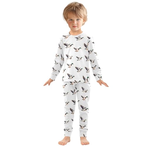 ALAZA Flying Duck Bird Pajamas Long Sleeve Sleepwear 2-Piece Pajama Set3
