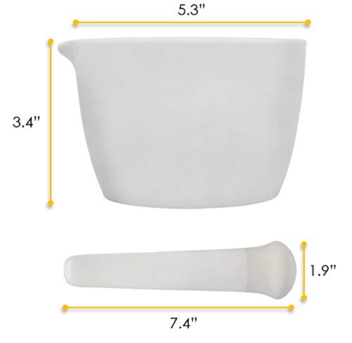 Eisco CH0541E Porcelain Mortar & Pestle Set, 13.5Oz (400Ml) - Heavy Duty - Unglazed Grinding Surface - Excellent For Kitchen Or Laboratory thumb #3