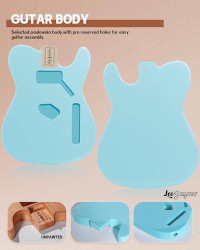 Image of Leo Jaymz DIY TL Style Electric Guitar Kits,Spray-painted Mahogany Body,Maple Neck, including all Components (TL Sonic Blue New)