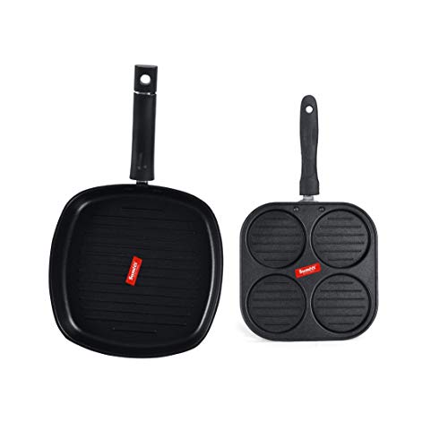 Image of Sumeet NonStick Lacag Cookware Set (Grill Pan-22cm Dia + Mini Multi Snack Maker - 4 Cavity -19.5cm)