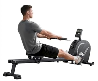 Rameur Pliable Appartement | Freinage Magnétique | 16 Niveaux de résistance | Silencieux | Capacité Maximale 120KG (Noir)