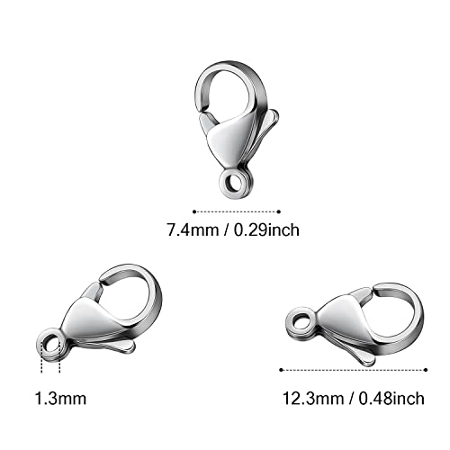 120Pcs 12Mm Lobster Clasps 304 Stainless Steel Lobster Claw Clasps Bulk For Necklace Bracelet Jewelry Making #TOP1