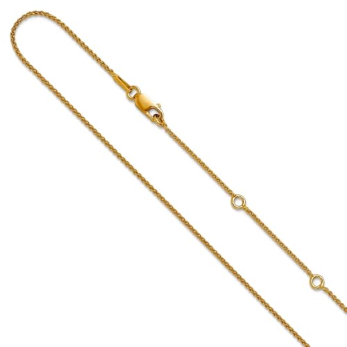 Collier réglable en argent sterling 925 plaqué or 1 mm Spiga chaîne 41 cm homme femme