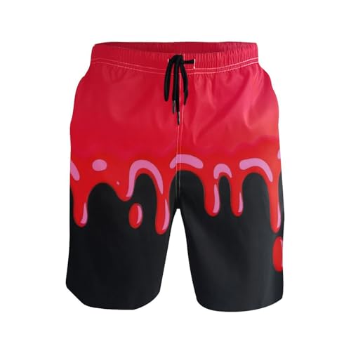 Fashion Street Graffiti Painting Red Black Shorts with Compression Elastic Board Shorts for Men 8”/ 9” Long XL Plus Size hot Spring in Holiday