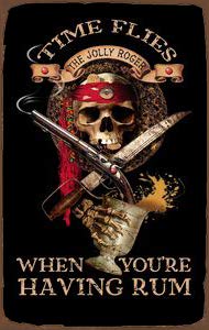Plaque murale publicitaire en métal Time Flies Rum Pirate 20,3 x 30,5 cm A6