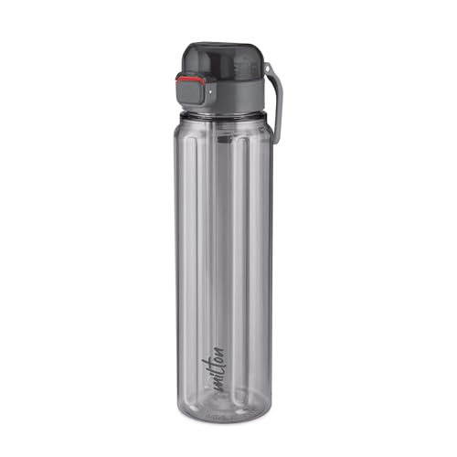 Image of MILTON Aston 700 BPA & BPS-Free Water Bottle 700 ml| Food-Grade Plastic | One-Click Open | Leak-Proof | Sip & Gulp Lid I Ideal for Office, School, College, Gym, Grey