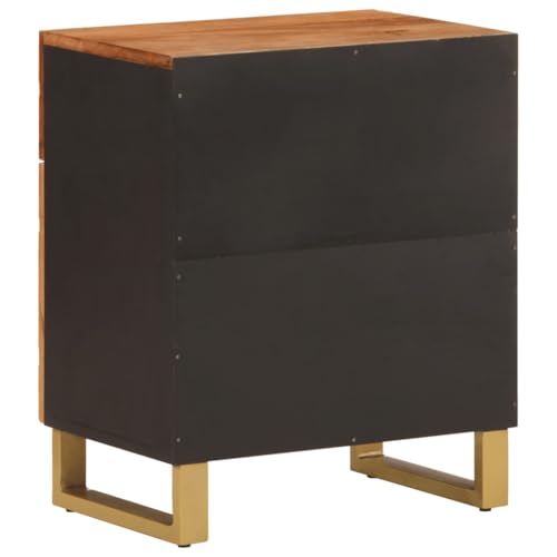 Table de chevet étroite 33 cm gain de place bois de manguier et fer pour lit haut - 7