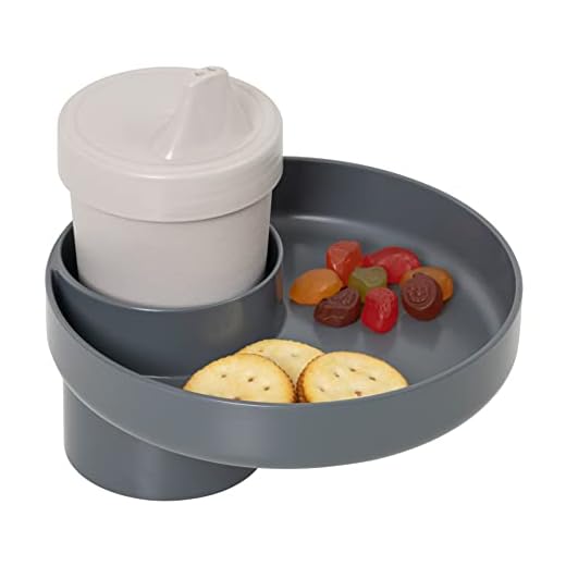 My Travel Tray Round, USA Made. Easily Convert Your existing Cup Holder to a Tray and Cup Holder for use in a Car Seat, Booster, Stroller, Golf Cart and Anywhere You Have a Cup Holder! (Gray)