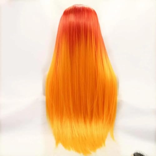 Peluca naranja sin pegamento larga y recta para un cambio de look rápido 4