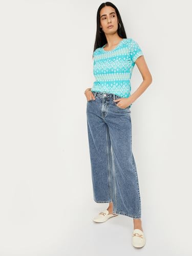 Image of Max Women Cotton Blend Solid Regular Fit T-Shirt