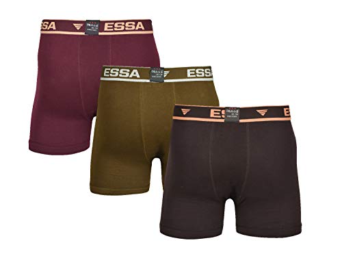 Image of ESSA Men's ICD Cotton Trunks 3 pcs Combo [Multicolor] - 100% Combed Cotton for Premium Comfort, Machine Washable, Stylish Solid Pattern, Crafted