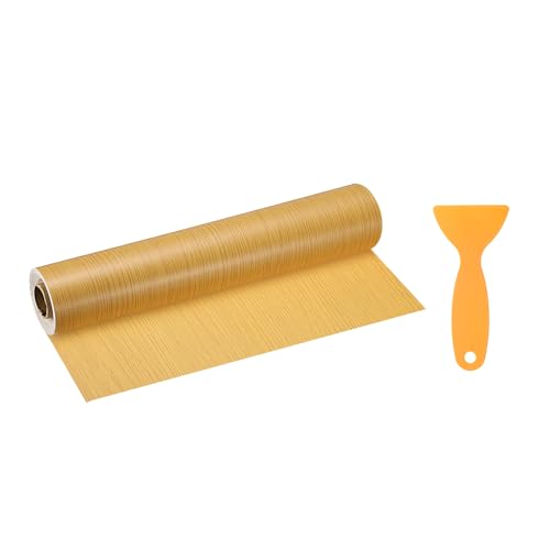 Image of HARFINGTON Wood Grain Repair Tape 11.8 Inch x 33ft Self Adhesive Repair Patch Tape Simulated Wooden Floor Tapes with Plastic Scraper for Tables Doors Windows Furniture, Oak