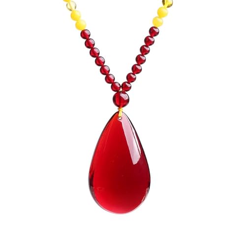 Pendentif en jade rouge et ambre, retrouvez votre harmonie intérieure avec ce bijou de bon augure