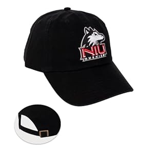Northern Illinois University Baseball Hat NIU Huskies Brimmed Embroirderd Hats Cap Adjustable Cloth Strap Adult (Style B) Black
