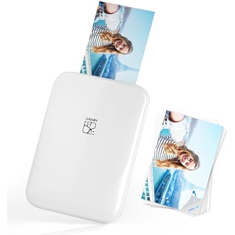 HPRT MT53 Mini Photo Printer - Portable Wireless Bluetooth Sticker Printer for iPhone & Android - Includes 5 Sheets of 2x3” Sticky-Back Instant Color Photos Cover