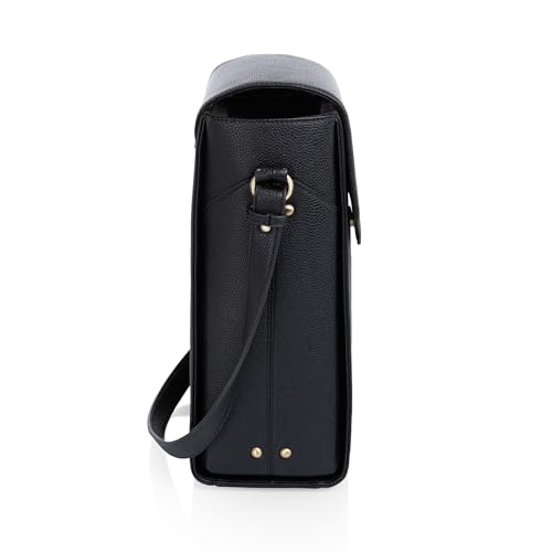 PICNIC TIME Barossa Two Bottle Leatherette Wine Tote Bag, Wine Bottle Carrier Tote, Picnic Bag, Wine Cooler Bag, (Black) by PICNIC TIME - Used condition - Image 4