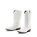 DREAM PAIRS Women's Cowboy Boots Mid Calf Cowgirl Boots Square Toe Chunky Heel Embroidery Stitched Western Boots,Size 7.5,White,SDMB2403W