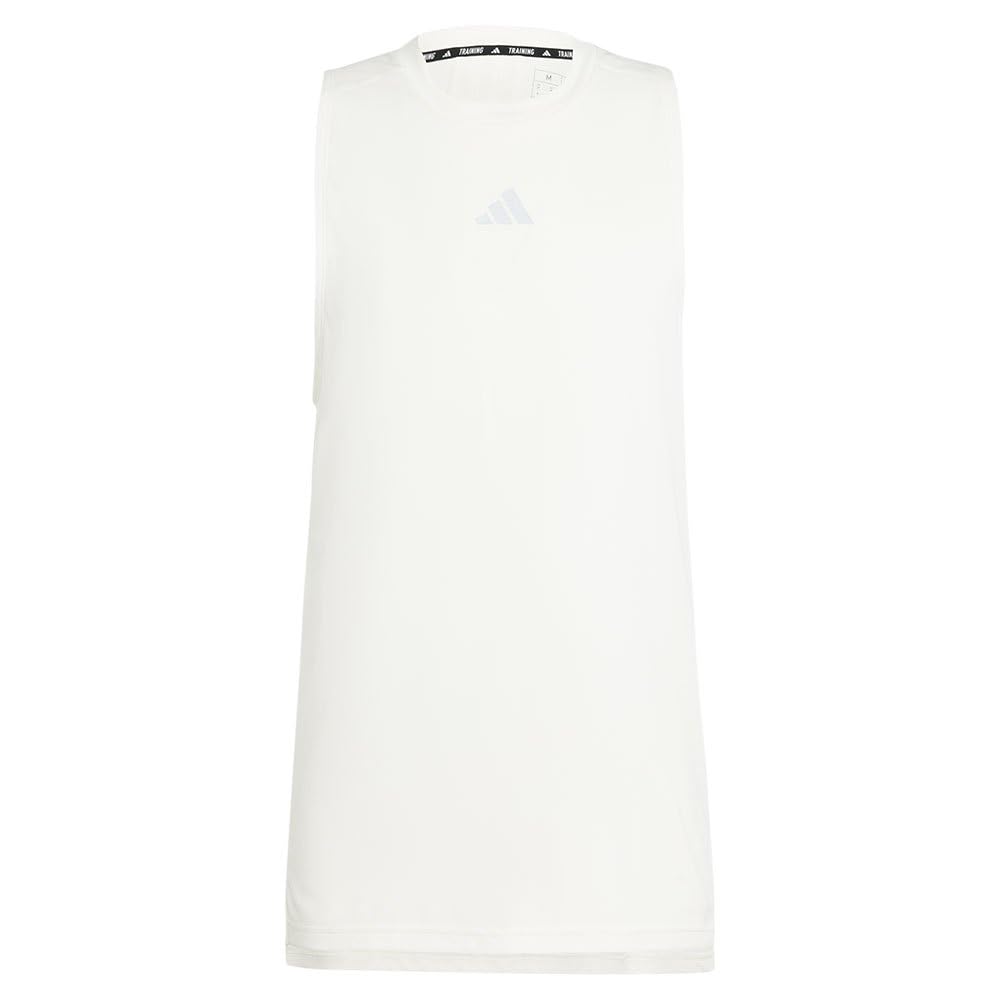 adidas Men's HIIT Workout 3-Stripes Tank, Chalk White, M