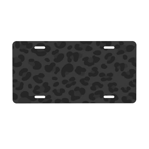Black Cheetah Leopard License Plate Car Front License Plates with 4 Holes Funny Aluminum Metal for Car Accessory Novelty Vanity Tag for Us Canada License Plate Men Women Made in USA 6 * 12 in