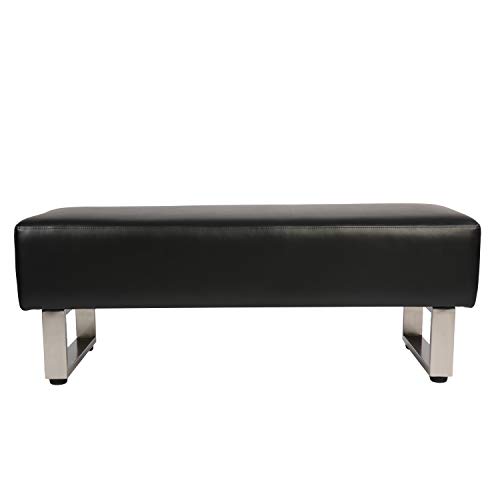 Dporticus Modern Pu Leather Dining Room Bench Upholstered Padded Seat,Black #TOP5