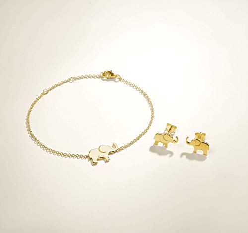 FANCIME Yellow Gold Plated 925 Sterling Silver Cable Link Chain Cute Elephant Dainty Delicate Bracelet Jewelry Easter Gifts For Women Friendship Charm Adjustable Teens, 15 + 3cm - Image 3