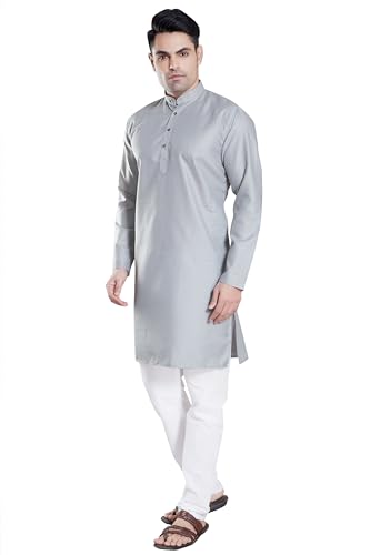 Image of DIVISIVE Men's Plain Cotton Blend Linen Slim Fit Kurta Pyjama Set