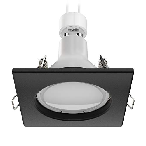 ledscom.de Spot encastrable au plafond RIR Cadre d'encastrement noir mat carré GU10 LED 4,914W= 4,914W 450lm 100° blanc chaud