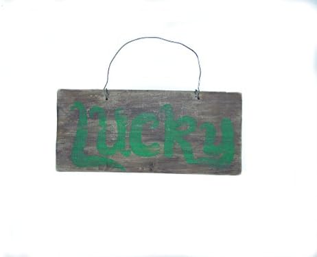 5 x 10 inch Hand Painted Simple Rustic Lucky Door Hanger on Reclaimed Upcycled Barn Wood