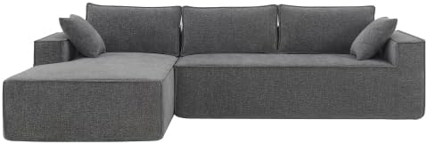 GIA Home Furniture Series 111 Inch L-Shaped Chenille Modular Sectional Sofa for Living Room, High-Density Foam, Pocket Spring, Wrinkle-Resistant, 2-Piece Free Combination, No Assembly Required?Gray Grey