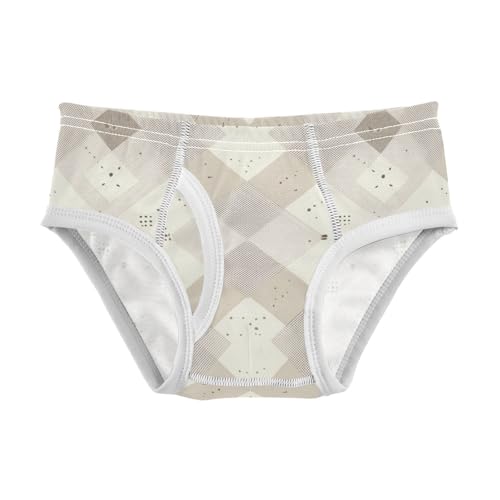 KLL Check Pattern Beige White Toddler Boys Cotton Underwear Breathable Children Panties