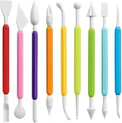 Conjunto de 8 ferramentas de modelagem de argila de plástico, kit de ferramentas de cerâmica para esculpir argila de polímero de plástico para crianças, cabeça dupla, adequado para artesanato