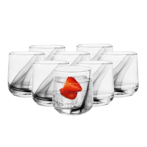 Image of Libbey Ascent Black Ribbon Rocks Drinking Glasses Set of 8, Glass Drinking Glasses with Curvature, Versatile Glassware Set for Parties and More