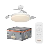 OSRAM Ventilatore da soffitto LED Brisote 1060 mm 66W CCT, 2600 lm, 3000/4000/6500 K, angolo del fascio di 116°, diametro 1060 mm, 66 W, durata utile di 20000 h, telecomando, IP20, bianco