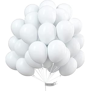 PartyWoo Luftballons Weiß, 50 Stück 12 Zoll Helium Ballons, Luftballons Geburtstag, Weiße Luftballons Hochzeit für Deko…