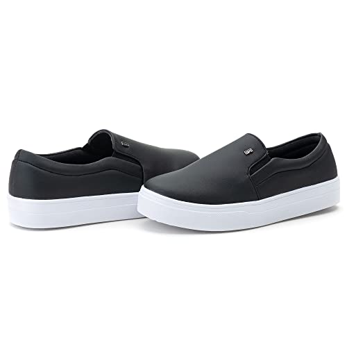 Slip On Feminino Iate Casual Preto Estilo Shoes (Preto, BR, Adulto, Numérico, 37)